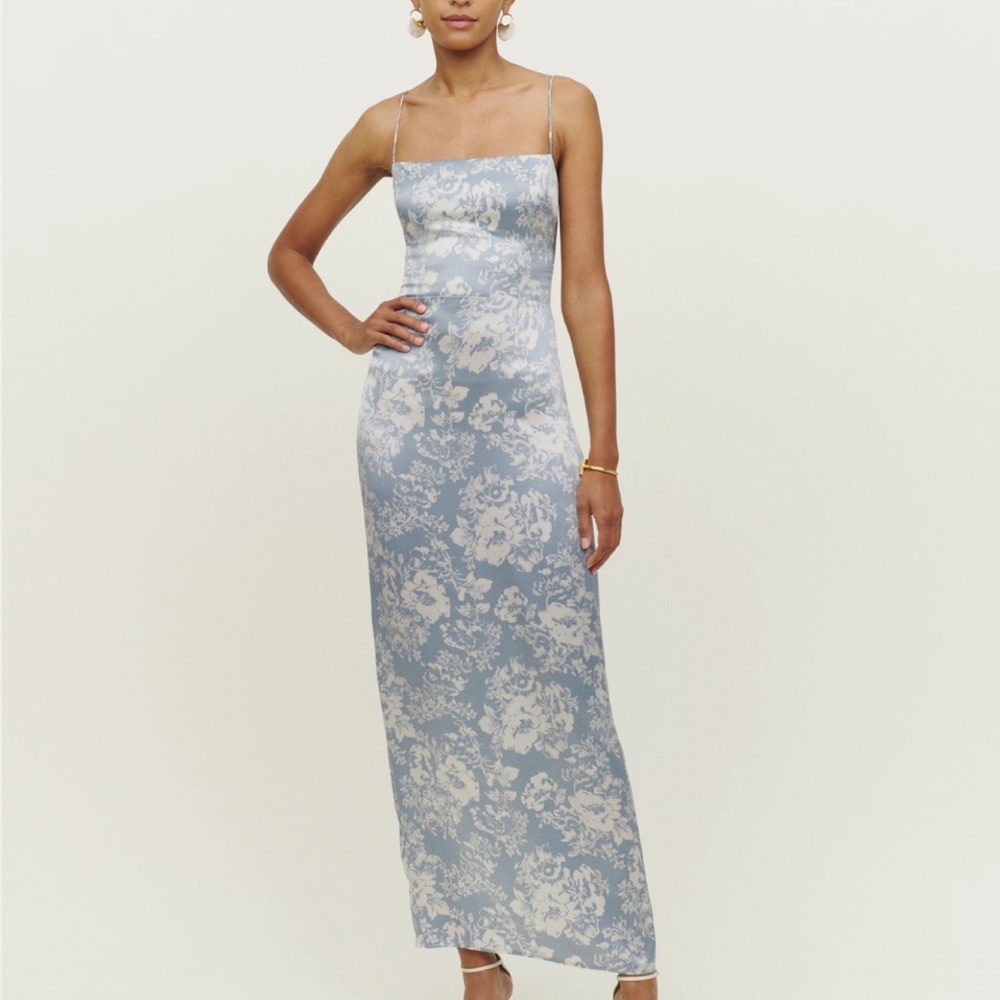 Reformation Blue and White Floral Dress